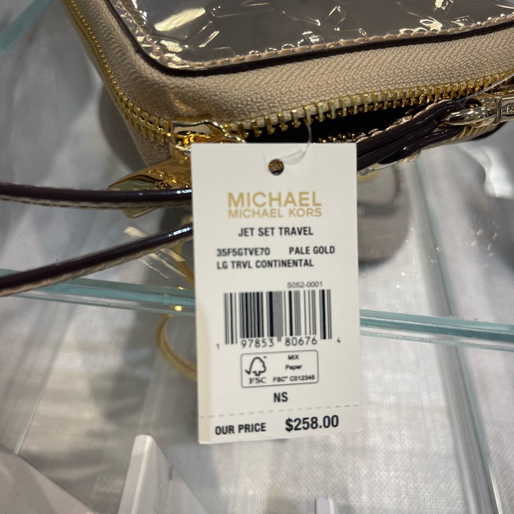 MICHAEL KORS Jet Set Lg Metallic Logo Debossed Continental Wallet Wristlet Phone - Picture 14 of 16